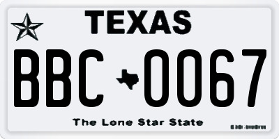 TX license plate BBC0067