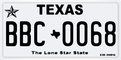 TX license plate BBC0068