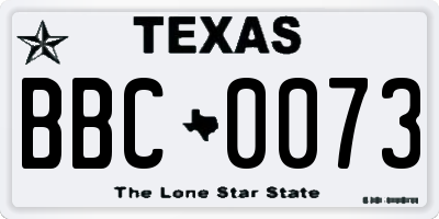 TX license plate BBC0073