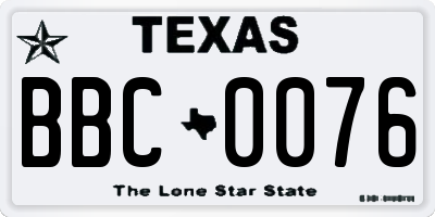 TX license plate BBC0076