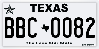 TX license plate BBC0082