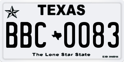 TX license plate BBC0083