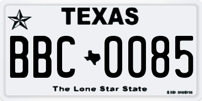 TX license plate BBC0085