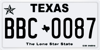 TX license plate BBC0087