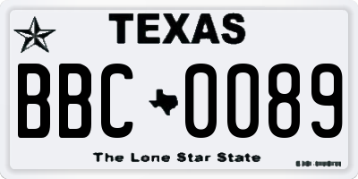 TX license plate BBC0089