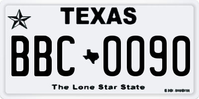 TX license plate BBC0090