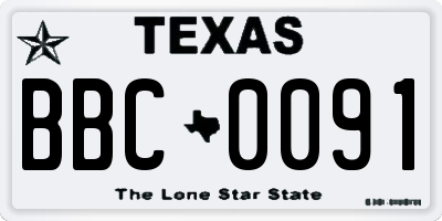 TX license plate BBC0091