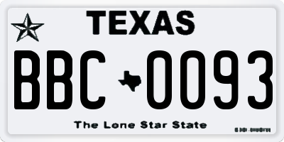 TX license plate BBC0093