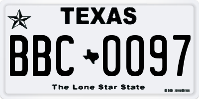 TX license plate BBC0097