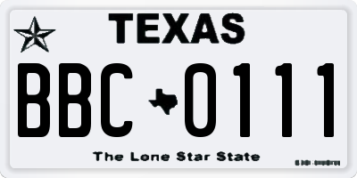 TX license plate BBC0111