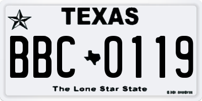 TX license plate BBC0119