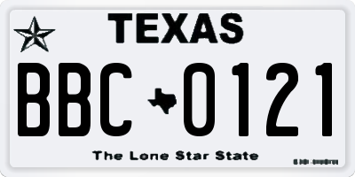 TX license plate BBC0121