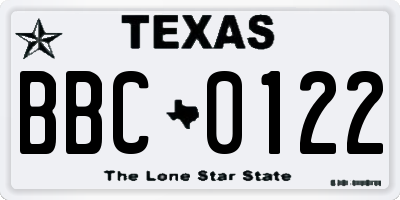 TX license plate BBC0122
