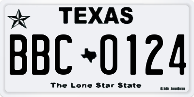 TX license plate BBC0124