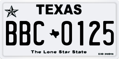 TX license plate BBC0125