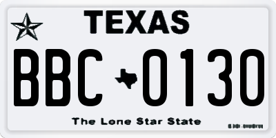 TX license plate BBC0130