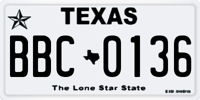 TX license plate BBC0136