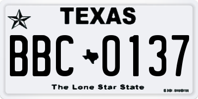 TX license plate BBC0137