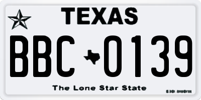 TX license plate BBC0139