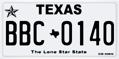 TX license plate BBC0140