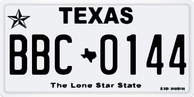 TX license plate BBC0144