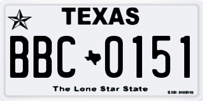 TX license plate BBC0151