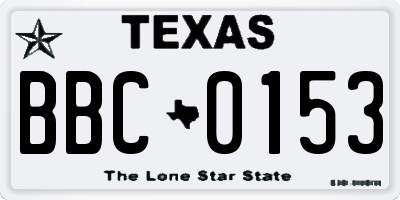 TX license plate BBC0153