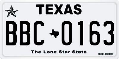 TX license plate BBC0163