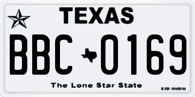 TX license plate BBC0169