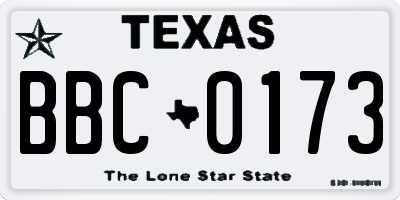 TX license plate BBC0173