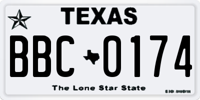 TX license plate BBC0174