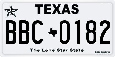 TX license plate BBC0182