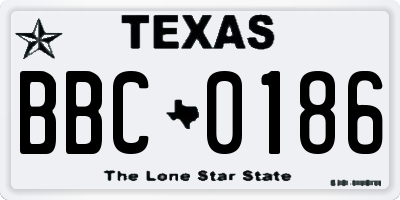 TX license plate BBC0186