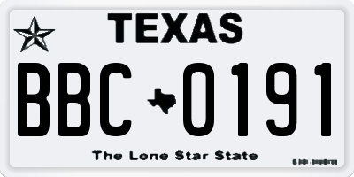 TX license plate BBC0191