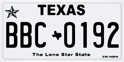 TX license plate BBC0192
