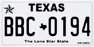 TX license plate BBC0194