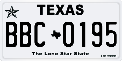 TX license plate BBC0195