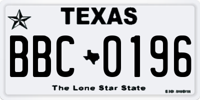 TX license plate BBC0196