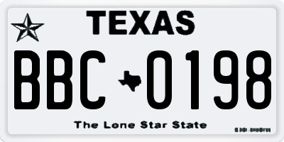 TX license plate BBC0198