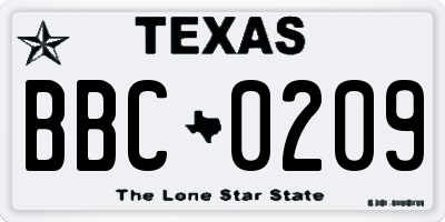 TX license plate BBC0209