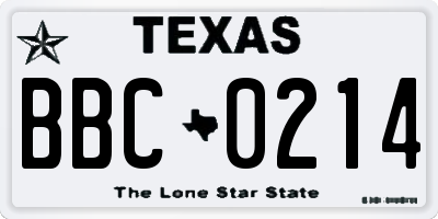 TX license plate BBC0214