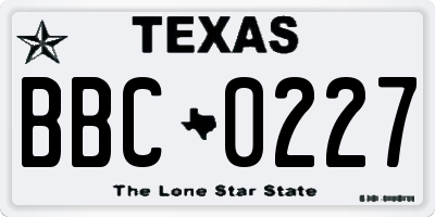 TX license plate BBC0227