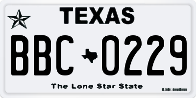 TX license plate BBC0229