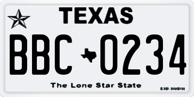 TX license plate BBC0234