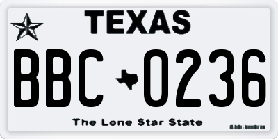 TX license plate BBC0236