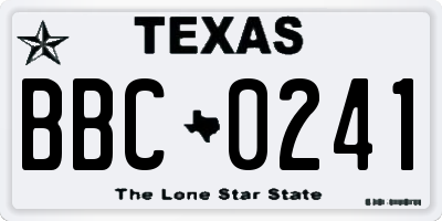 TX license plate BBC0241