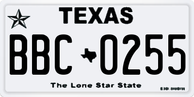 TX license plate BBC0255