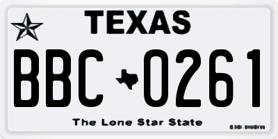 TX license plate BBC0261