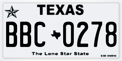 TX license plate BBC0278
