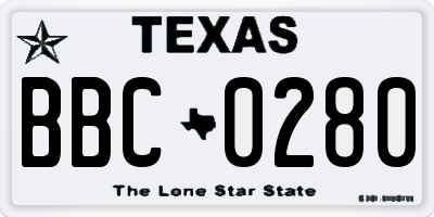 TX license plate BBC0280